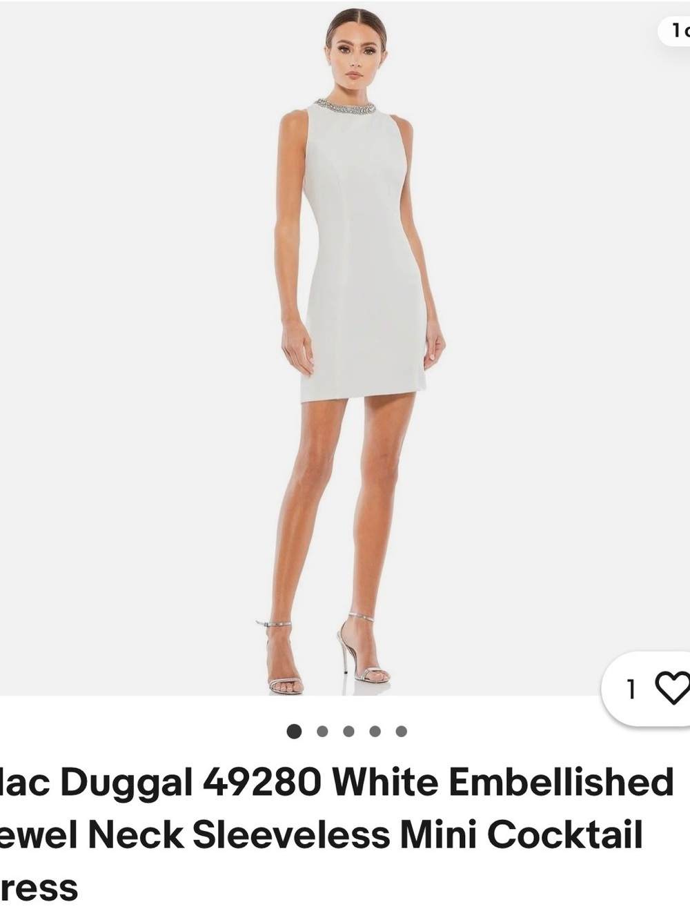 Mac Duggal White Jewel-Neck Sleeveless Mini Dress